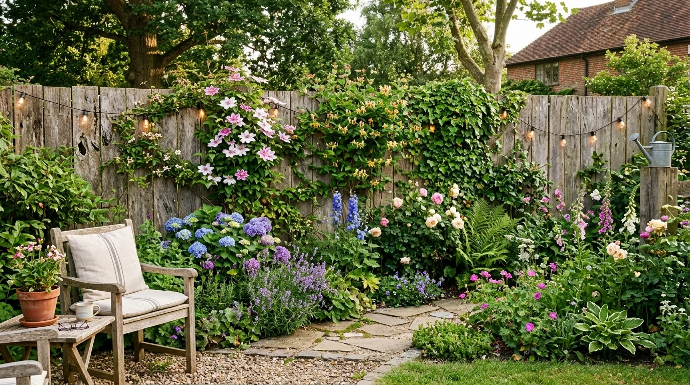 Weathered Wooden Garden Fence